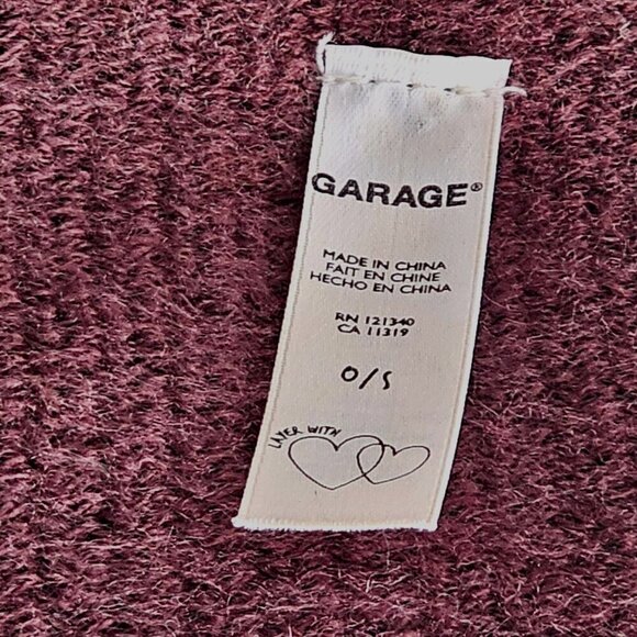 Garage Reversible Fringed Scarf Wrap Shawl Burgundy Gray Acrylic Oblong 78 X 17 - Picture 8 of 10